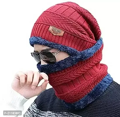 Jim-Dandy Unisex Woolen/Winter Beanie Cap with Neck Set/Scarf Warm