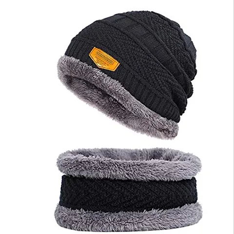 Comfortable Woolen/Winter Beanie Cap with Neck Set/Scarf For Men