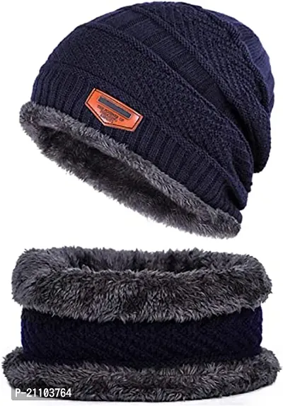 Jim-Dandy Unisex Woolen/Winter Beanie Cap with Neck Set/Scarf Warm