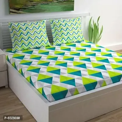Stylish Fancy Cotton 3D Printed 1 Double Bedsheet With 2 Pillow Covers-thumb0