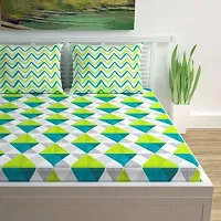 Multicolored Polycotton Printed King Size Bedsheet With 2 Pillow Covers-thumb1