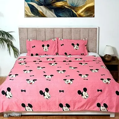 Stylish Fancy Cotton 3D Printed 1 Double Bedsheet - 2 Pillowcovers