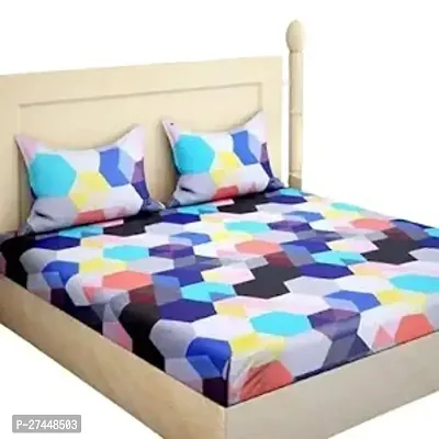 Stylish Fancy Cotton 3D Printed 1 Double Bedsheet - 2 Pillowcovers-thumb0