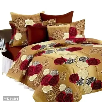 Stylish Fancy Cotton 3D Printed 1 Double Bedsheet - 2 Pillowcovers