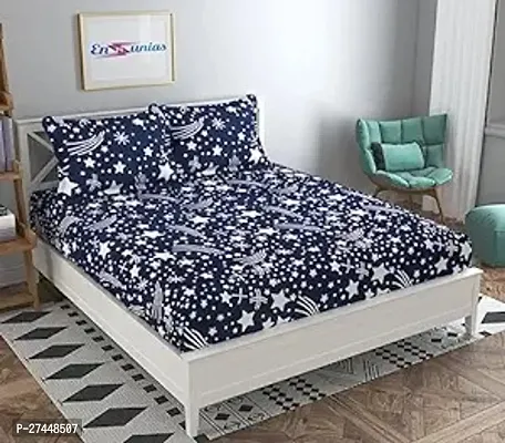 Stylish Fancy Cotton 3D Printed 1 Double Bedsheet - 2 Pillowcovers