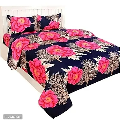 Stylish Fancy Cotton 3D Printed 1 Double Bedsheet - 2 Pillowcovers