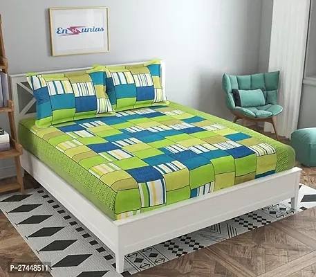 Stylish Fancy Cotton 3D Printed 1 Double Bedsheet - 2 Pillowcovers