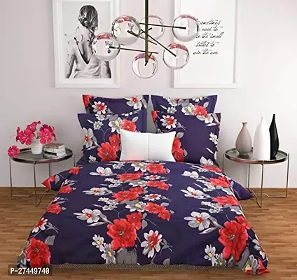 Classic Polyester Printed Bedsheet with Pillow Cover-thumb0