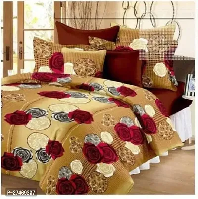 Stylish Fancy Cotton 3D Printed 1 Double Bedsheet - 2 Pillowcovers-thumb0