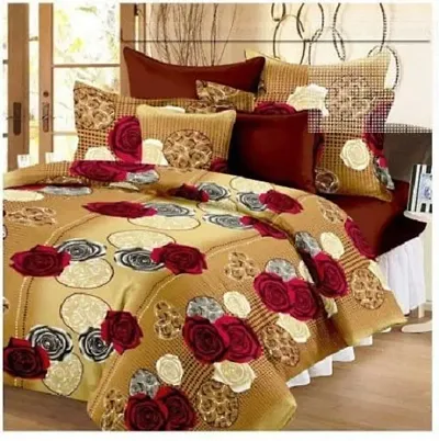 PCOTT Prime Collection 144 TC Polycotton 3D Printed Double Bedsheet with 2 Pillow Covers (Multicolour, Size 90 x 90 Inch)