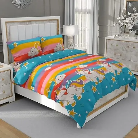 Vaastu Furnishings 160 TC Glace Cotton Supersoft Double Bedsheet with 2 Pillow Covers (Multicolour, Size 90 x 90 Inch)