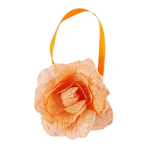 Shuffle Bazaar Seersucker Flower Magnetic Decorative Curtain Drapes Tiebacks Orange