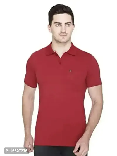 Mens Solid Polo T-Shirt Red