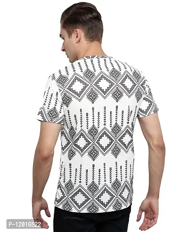 Crastic Printed Round Neck Half Sleeve White and Black T-shirt for Men-thumb3