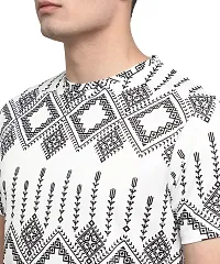 Crastic Printed Round Neck Half Sleeve White and Black T-shirt for Men-thumb3