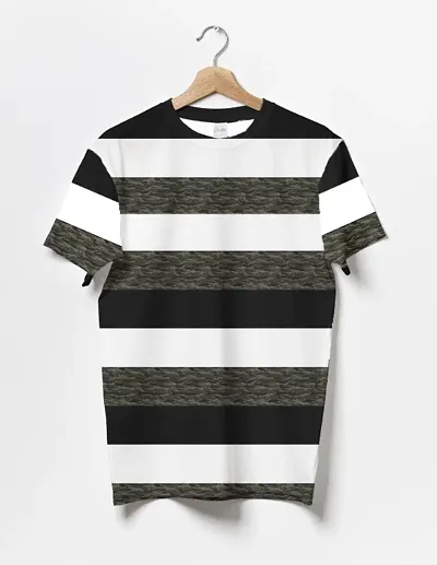 Crastic Striped Round Neck Half Sleeve T-shirt