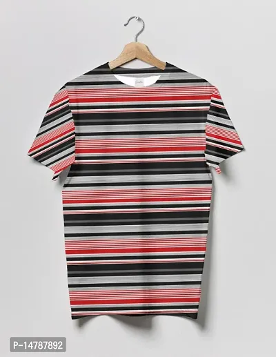 Crastic Striped Printed Round Neck Half Sleeve T-shirt
