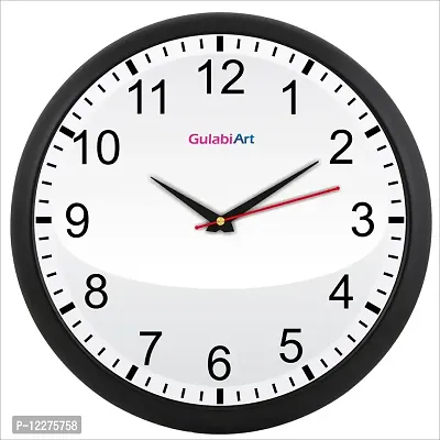 GULABIART Plastic Round Analog Wall Clock, Wall Clock for Wall Stylish, Big Bold Easy to Read Numbers, White Background, with Glass, Plastic Ring Wall Clock (White)