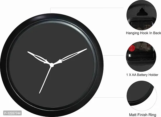 GULABIART Plastic Round Analog Wall Clock, Wall Clock for Wall Stylish, Big Bold Easy to Read Numbers, White Background, with Glass, Plastic Ring Wall Clock ( M-VWC080)-thumb4