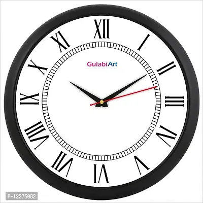 GULABIART Plastic Round Analog Wall Clock, Wall Clock for Wall Stylish, Big Bold Easy to Read Numbers, White Background, with Glass, Plastic Ring Wall Clock