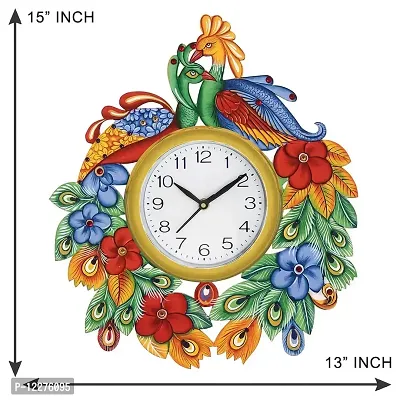 GULABIART Wooden Analog Wall Clock for Home Hall Living Room Decor Office Kids Bedroom Stylish Design TIK Tok Movement 15 X 13inch (GA-HK475)-thumb2