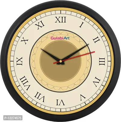 GULABIART Plastic Round Analog Wall Clock, Wall Clock for Wall Stylish, Big Bold Easy to Read Numbers, Multicolor Background, with Glass, Plastic Ring Wall Clock