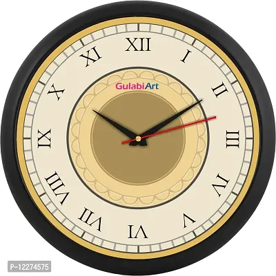 GULABIART Plastic Round Analog Wall Clock, Wall Clock for Wall Stylish, Big Bold Easy to Read Numbers, Multicolor Background, with Glass, Plastic Ring Wall Clock-thumb0