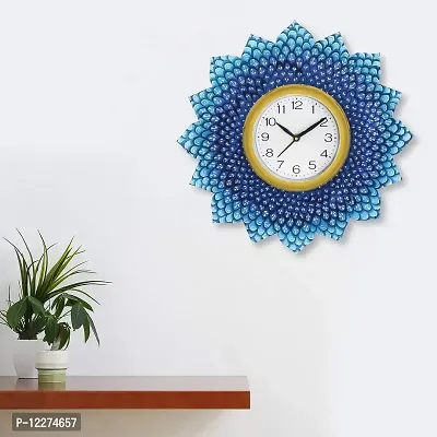 GulabiArt Wooden Analog Wall Clock Design for Home Hall Living Room Decor Office Kids Bedroom Stylish Ethnic Antique Decorative Design Peacock 13.5X13.5 INCH (GA-HK30)-thumb3