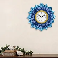 GulabiArt Wooden Analog Wall Clock Design for Home Hall Living Room Decor Office Kids Bedroom Stylish Ethnic Antique Decorative Design Peacock 13.5X13.5 INCH (GA-HK30)-thumb3