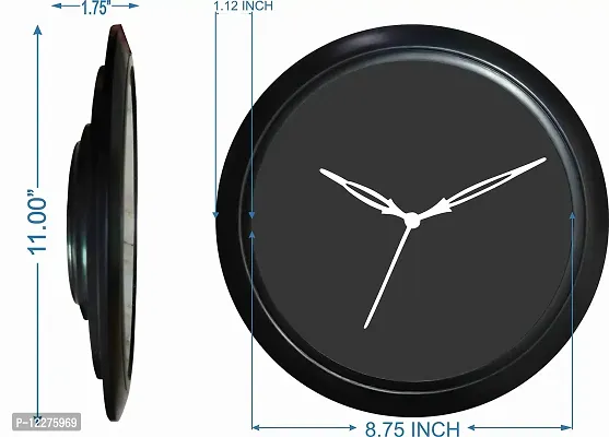 GULABIART Plastic Round Analog Wall Clock, Wall Clock for Wall Stylish, Big Bold Easy to Read Numbers, Black Background, with Glass, Plastic Ring Wall Clock-thumb2