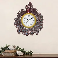 GULABIART Wooden Analog Wall Clock for Home Living Room Decor Office Kids Bedroom Stylish Ethnic Antique Decorative Design Peacock 13X13 Inch (GA-HK511)-thumb2