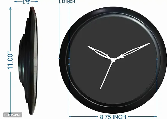 GULABIART Plastic Round Analog Wall Clock, Wall Clock for Wall Stylish, Big Bold Easy to Read Numbers , Navy Blue Background with Glass, (Black & Yellow)-thumb2