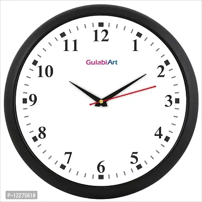 GULABIART Big Size Designer Analogue Round Plastic Wall Clock with Glass for Home (11 x 11 Inch / 28 x 28 cm) (White) (GA-PL-454)