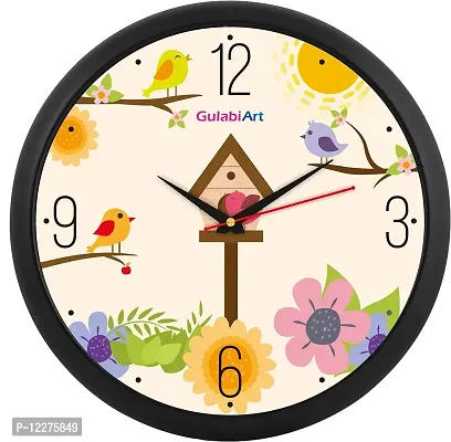 GULABIART Wall Clock for Home/Living Room/Bedroom/Kitchen and Office Analogue Round Plastic (Ajanta Mfg. Pvt. Ltd. Plastic ORMOVE Movement Machine) (11 x 11 Inch / 28 x 28 cm) (Cream) (GA-PL-464)