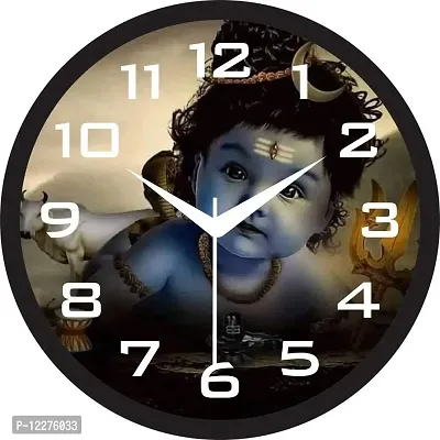 Gulabi Art Plastic Designer Krishna Analog Wall Clock for Home and Living Room Decorative Movement, Multi Color Frame || DIAL Size 11 Inch ( SE-VWC313 ) (Design 4)