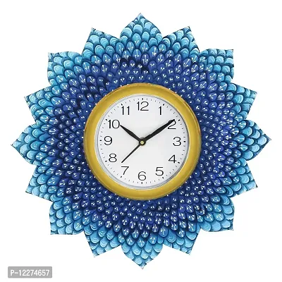 GulabiArt Wooden Analog Wall Clock Design for Home Hall Living Room Decor Office Kids Bedroom Stylish Ethnic Antique Decorative Design Peacock 13.5X13.5 INCH (GA-HK30)