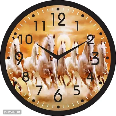 GULABIART Designer Wall Clock 11X11 Inches Digital Seven Horse Print/Designer Wall Clock for Home/Living Room/Bedroom/Kitchen and Office (SE-VWC074)-thumb0