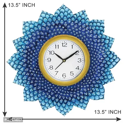 GulabiArt Wooden Analog Wall Clock Design for Home Hall Living Room Decor Office Kids Bedroom Stylish Ethnic Antique Decorative Design Peacock 13.5X13.5 INCH (GA-HK30)-thumb2