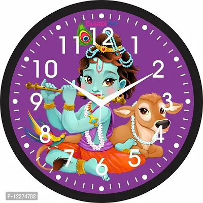 GULABIART Designer Wall Clock 11X11 Inches Digital Laddugopal Print/Designer Wall Clock or Home/Living Room/Bedroom/Kitchen and Office