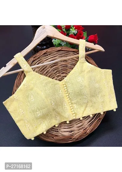 Stylish Yellow Georgette Solid Blouses For Women-thumb0