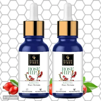 Good Vibes Rose Hip Radiant Glow Face Serum, 30 ml Light Weight Non Greasy Moisturizing Formula For All Skin Types-thumb0