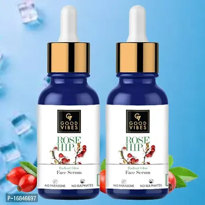 Good Vibes Rose Hip Radiant Glow Face Serum, 30 ml Light Weight Non Greasy Moisturizing Formula For All Skin Types