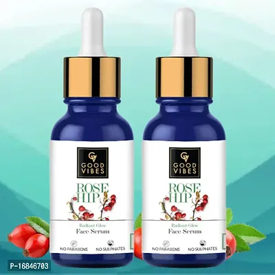 Good Vibes Rose Hip Radiant Glow Face Serum, 30 ml Light Weight Non Greasy Moisturizing Formula For All Skin Types-thumb0