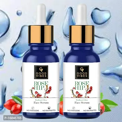 Good Vibes Rose Hip Radiant Glow Face Serum, 30 ml Light Weight Non Greasy Moisturizing Formula For All Skin Types-thumb0