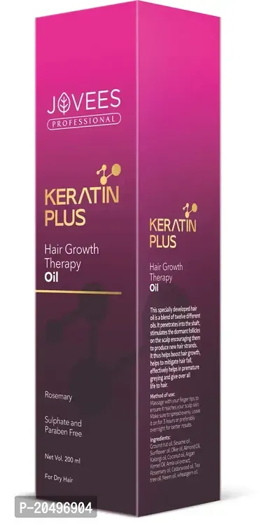 Jovees Professional Keratin Plus Hair Growth Therapy Oil, Rosemary, All Hair Types, 200ml