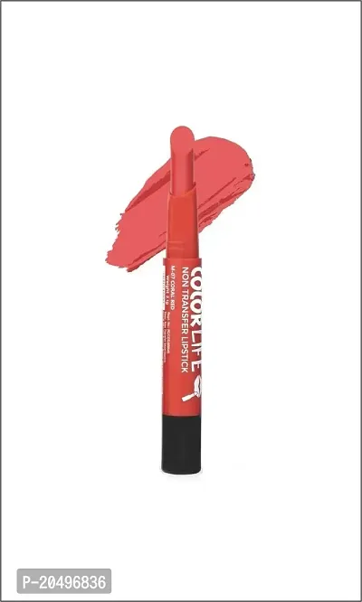 TEEN.TEEN COLOR LIFE NON TRANSFER LIP CORAL RED, m-07, Matte