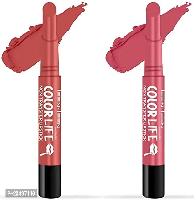 TEEN.TEEN Non Transfer Water Proof Long Lasting Matte Lipstick Combo (Bollywood Nude, Coral Pink)
