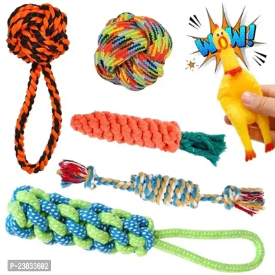 Toys for Dogs chew Toys for Puppies and Chew Toy Puppy Toys for Small to Medium Dogs Accessories pet Toys Dog teether Toy Rope Toys for Dogs Toys for Puppy Rope Toy - Pack of 6-thumb0