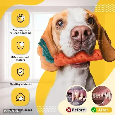 Dog Puppy Cat Pet Led Light Squeaky Squeaker Rubber Chew, Rope Toys for Dogs, Puppy Chew Teething, Playing and Teeth Cleaning Training Toy 3 in1 Pack of 3 Toys-thumb2