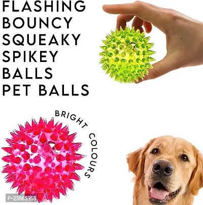 Puppies Combo Toys for Dogs Squeaky Squawking Chicken Rubber Dog Toys with Sound | Rope Chew Toy | Spike Ball | Toys for Puppies - Pack of 4-thumb3